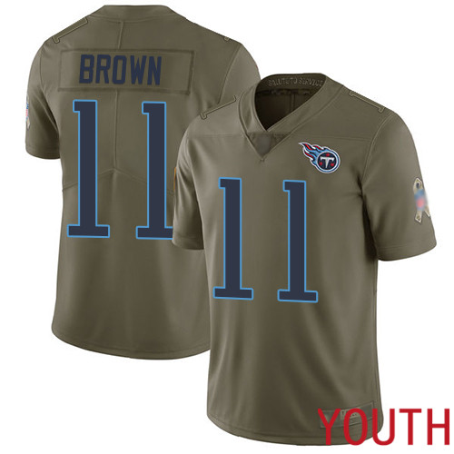 Tennessee Titans Limited Olive Youth A.J. Brown Jersey NFL Football #11 2017 Salute to Service->youth nfl jersey->Youth Jersey